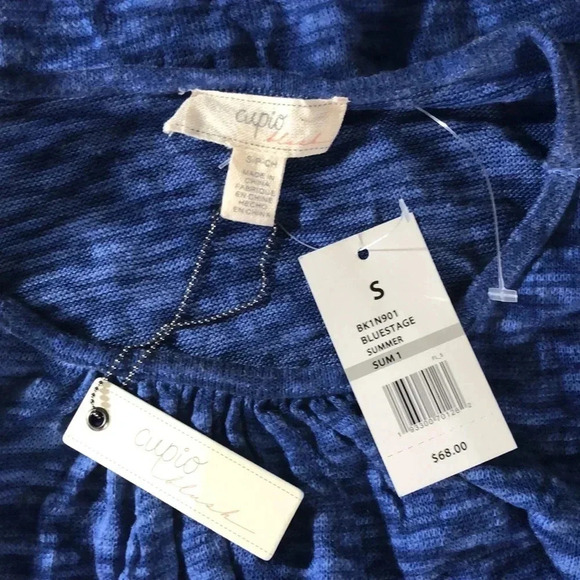 CUPIO BLUSH Blue Sheer Top With Lace Detail - Picture 6 of 10